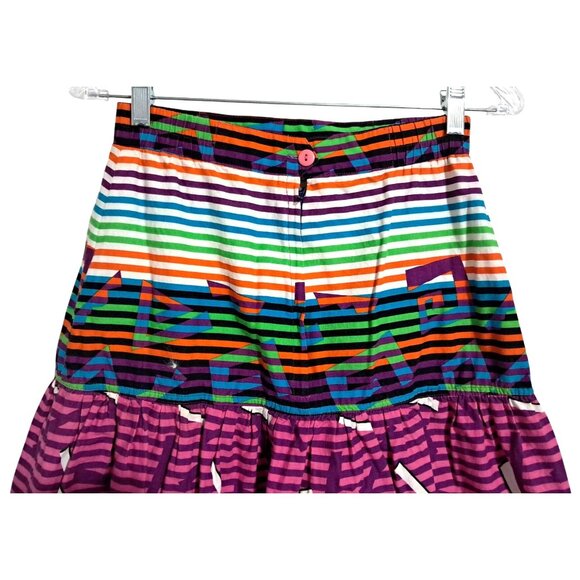 Vintage So-En Rainbow Brights Striped Tiered Knee Skirt Size M Made in Philipine - Picture 7 of 8